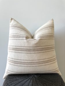 tan stripe grain sack pillow