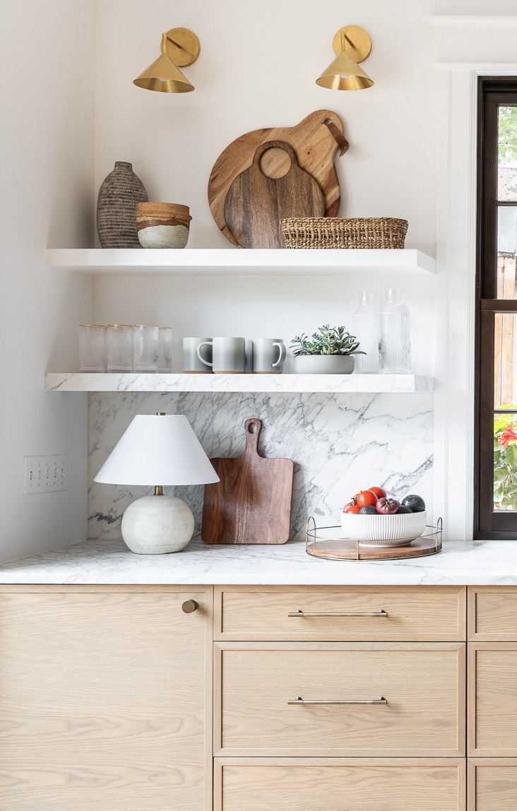 An how to guide to styling kitchen shelves affordably, practically and beautifully